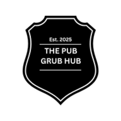 A pub-style shield shaped sign that reads: Est. 2025 The Pub Grub Hub